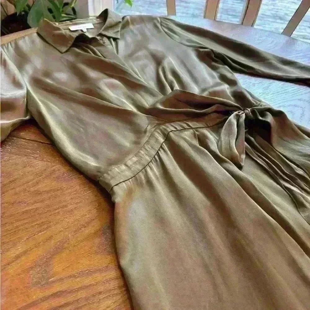 Reiss Arabella Satin Shirt-Style Midi Dress Size 8 - Picture 12 of 14